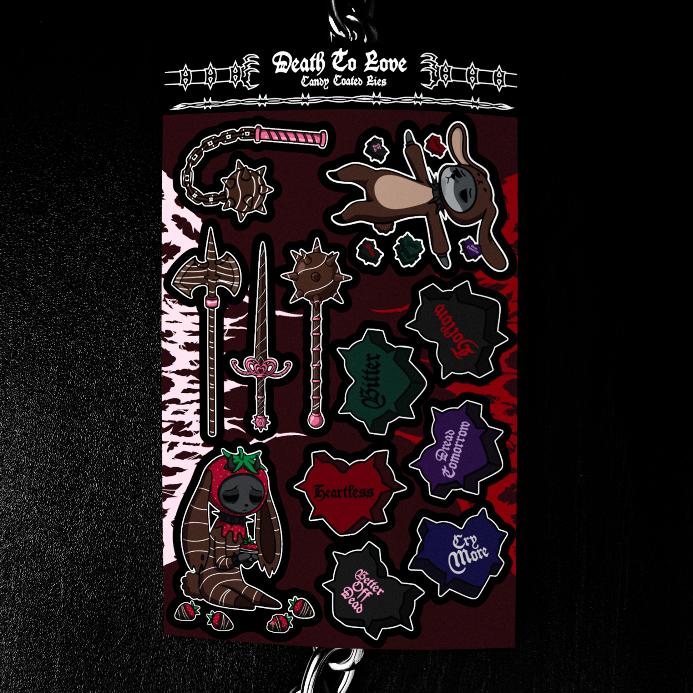 Death To Love Candy Coated Lies Full Anti-Valentine Sticker Sheet