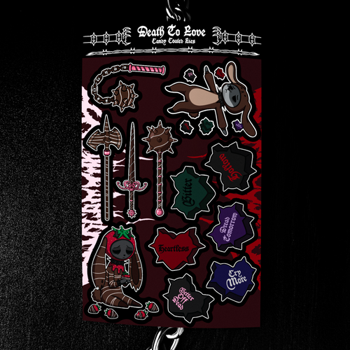 Death To Love Candy Coated Lies Full Anti-Valentine Sticker Sheet